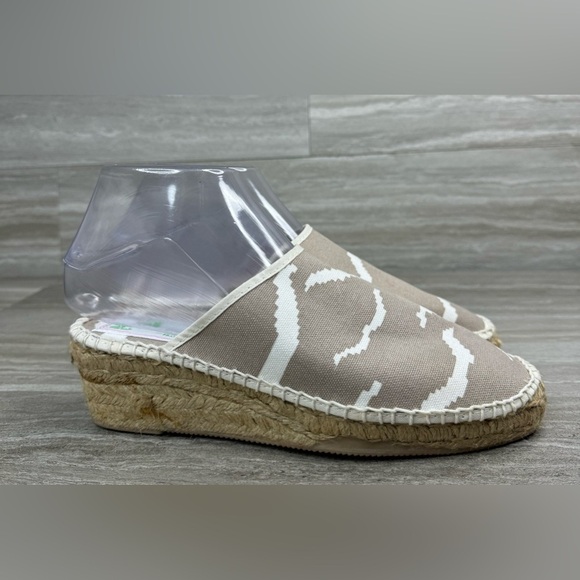 VTG NEW Manuel Canovas Espadrille Wedge Canvas Mules Size 39 US 8.5 - Picture 1 of 10